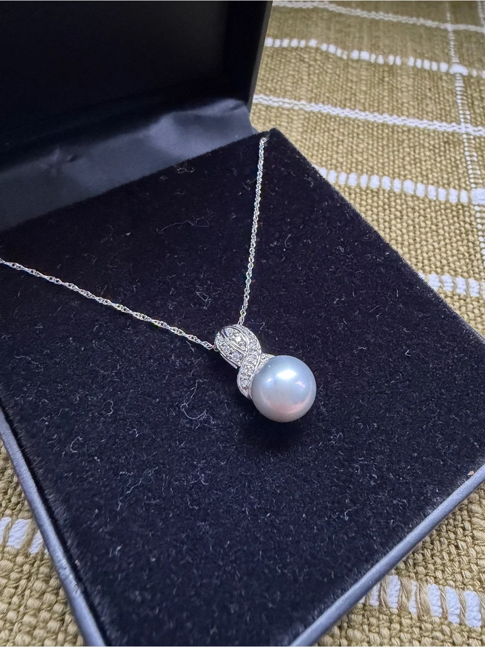 Sterling Silver Pearl Pendant Necklace with Cubic Zirconia Accents